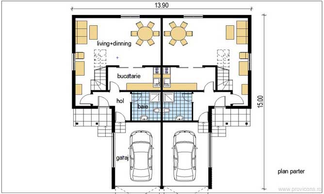 Plan-parter-casa-duplex-din-lemn-bicaz