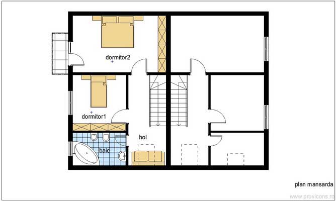 Plan-mansarda-casa-duplex-din-lemn-bucuresti