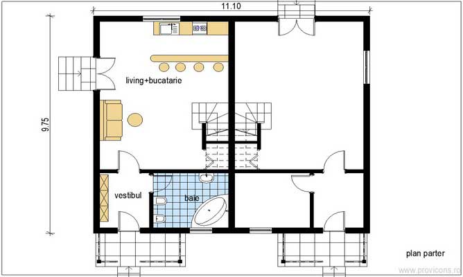 Plan-parter-casa-duplex-din-lemn-bucuresti