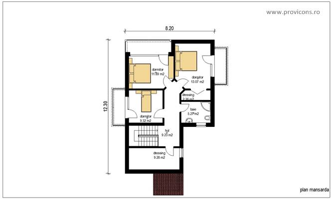 Plan-mansarda-proiect-casa-mica-interior-sanda